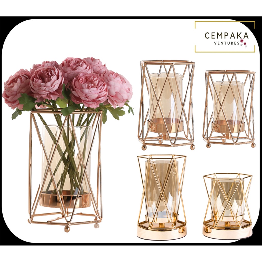 Geometrical Nordic Vase Glass Vase Nordic Vase Gold Vase Pasu Nordic