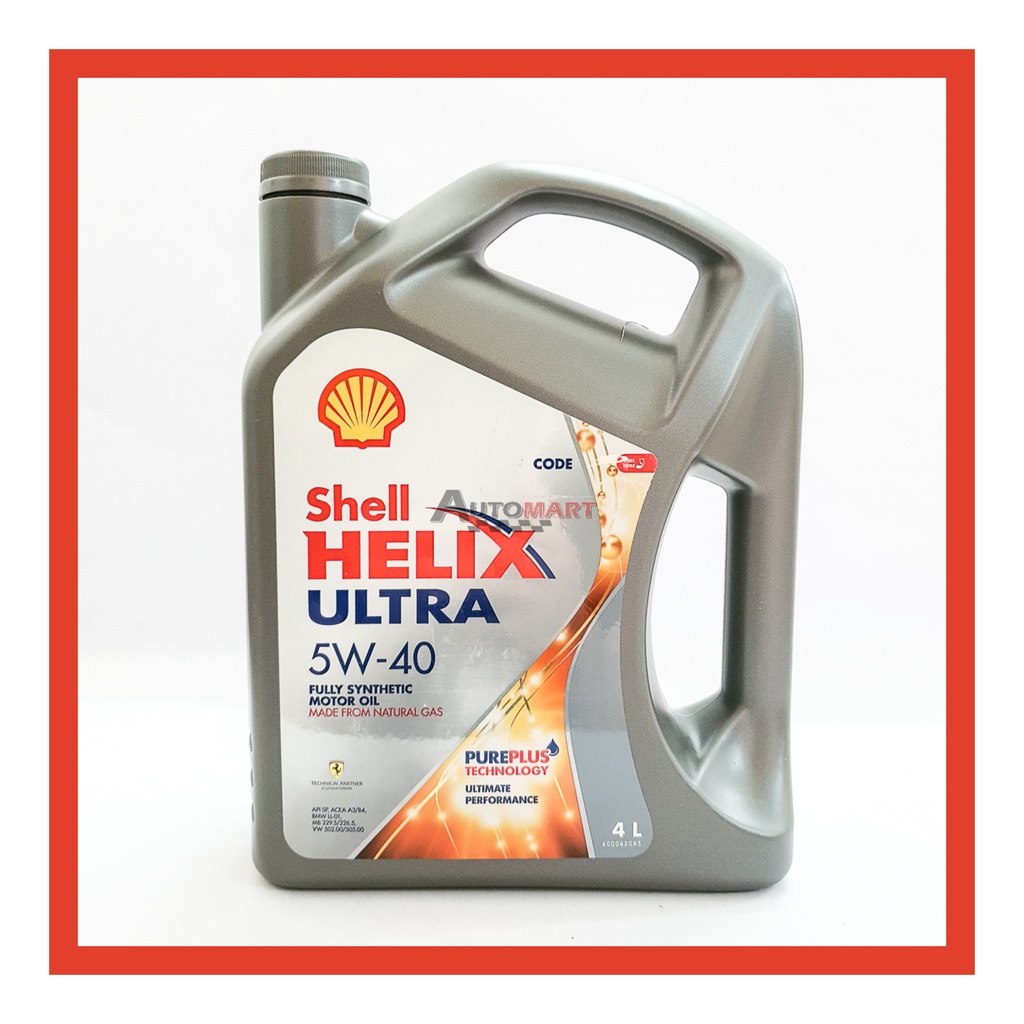 ORIGINAL SHELL HELIX ULTRA 5W40 FULLY SYNTHETIC ENGINE OIL 4L WITH