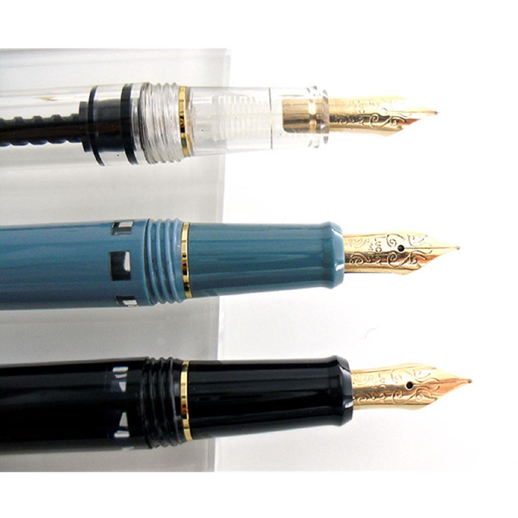 14K Professional Business Wing Sung 698 Piston Fountain Gold Pen Golden