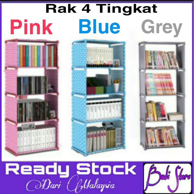 Korean DIY Book Storage Shelf 5 Tier with 4 Columns Bookcase Multilayer