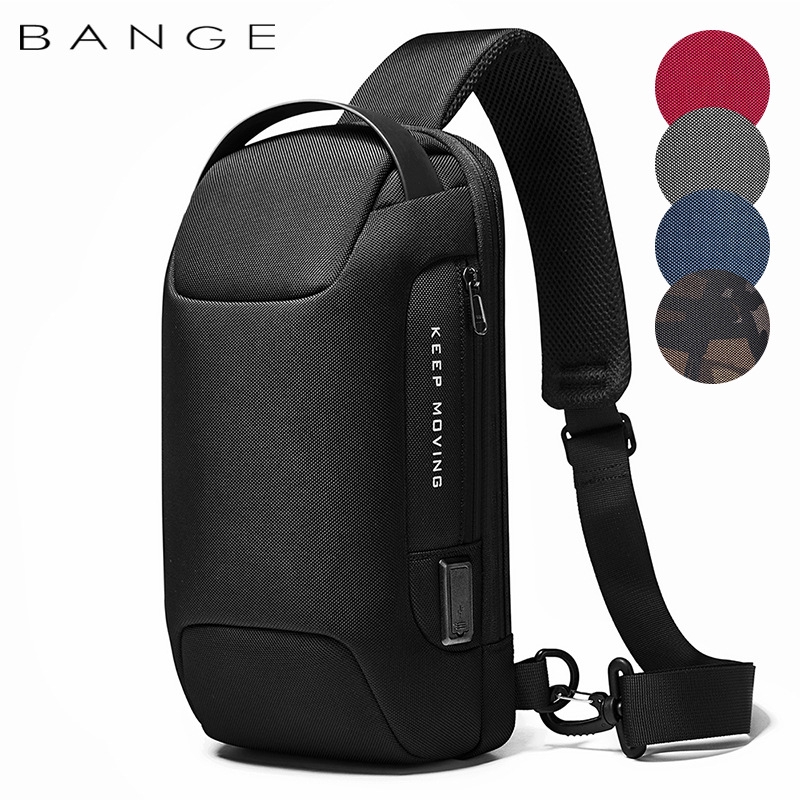 Bange Men Antitheft Crossbody Bags Male Waterproof USB Charging Chest