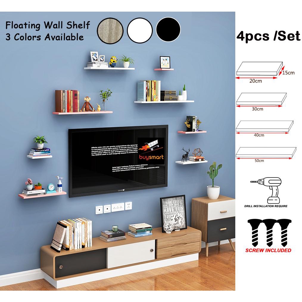 Floating Wall Shelf Wall Rack Frame Gambar Ruang Tamu Shelves Wall