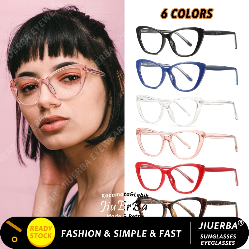 Light Blocking EyeGlasses Frame Women Cat Eye Oversized Optical Fake