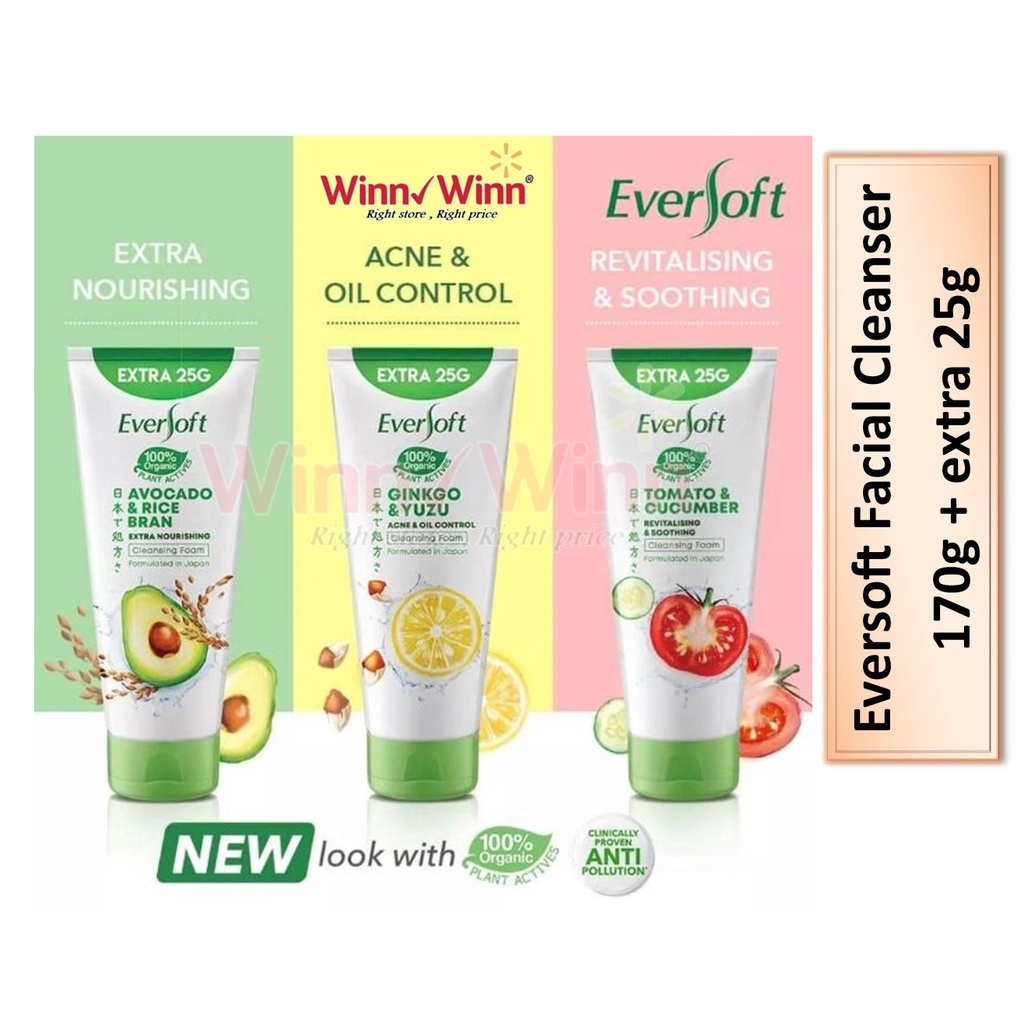 Eversoft Facial Cleanser 170g + extra 25g Shopee Malaysia