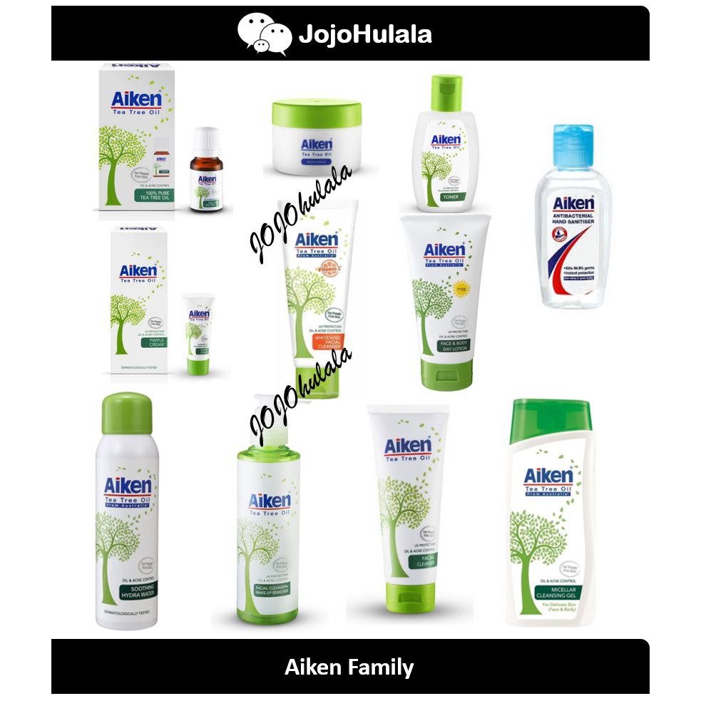 Aiken Tea Tree Oil Cleanser, Moisturizer, Pimple Cream, Pure Oil