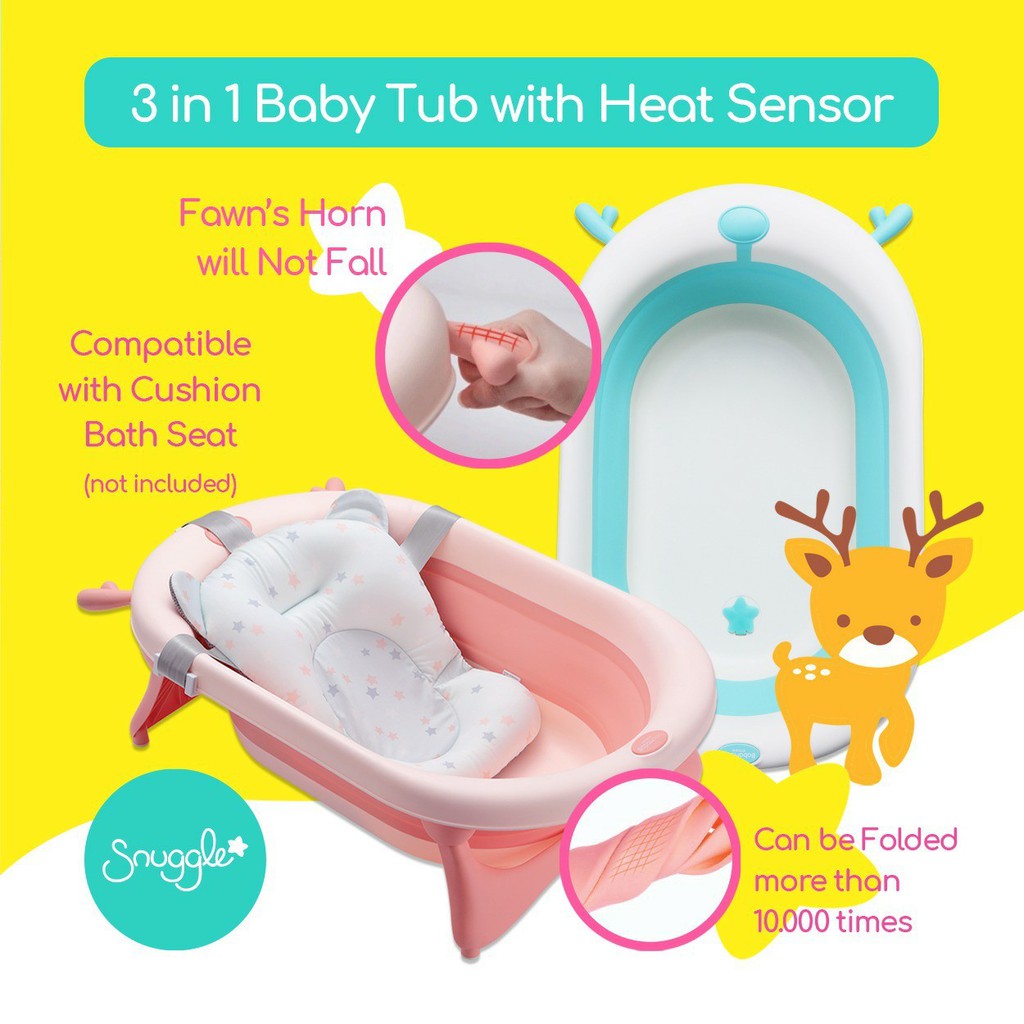 Snuggle Foldable Baby Bathtub / Super Foldable Heat Sensor Tub Shopee