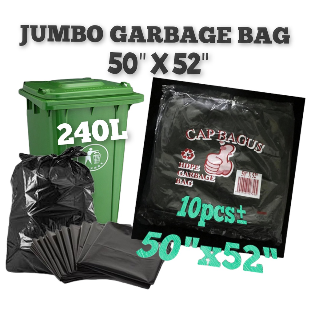 JUMBO GARBAGE BAG PLASTIC 50"X52" 240L Garbage Bin Plastic / Plastic