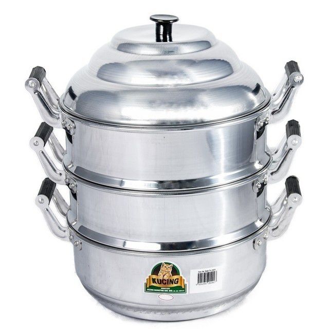 Steamer Kuching 3 Layer Aluminium Steam Pot Periuk Pengukus 24 CM