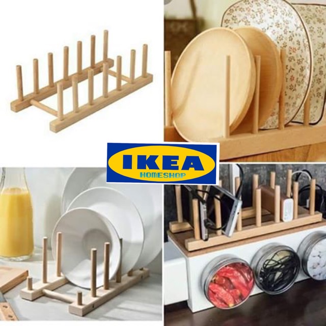 💯IKEA OSTBIT Wood Plate HolderRak Pinggan Kayu Shopee Malaysia