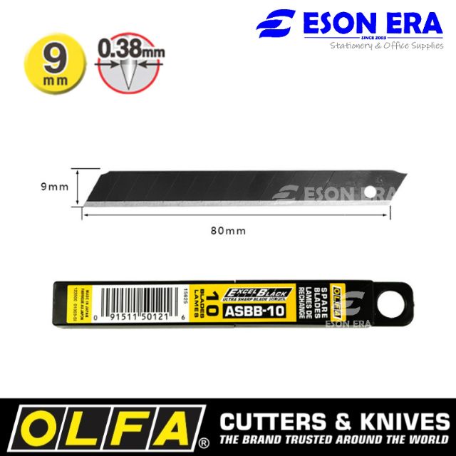 Olfa ASBB10 Cutter Blades 9mm Excel Black 10Blades/case Shopee Malaysia