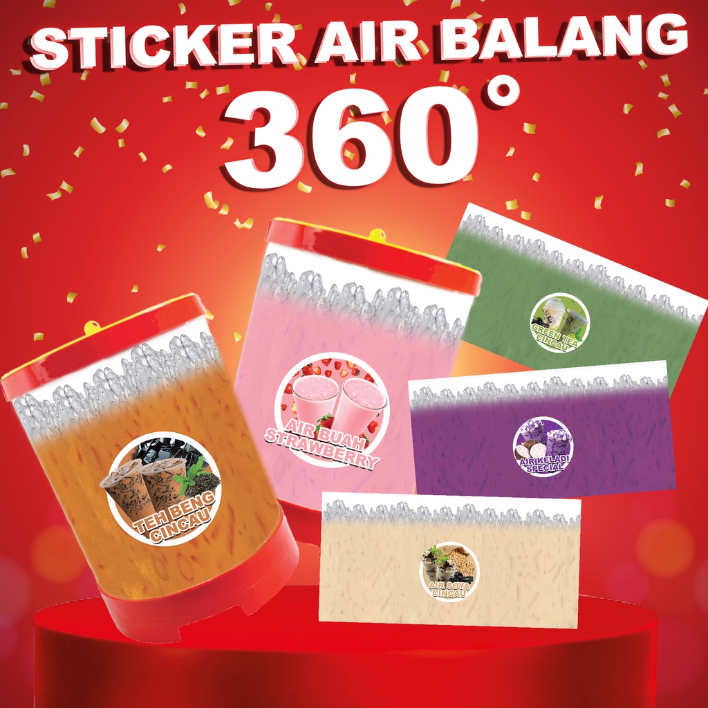 Sticker Air Balang Penuh 360˚ PELBAGAI JENIS AIR WHITE STICKER PVC