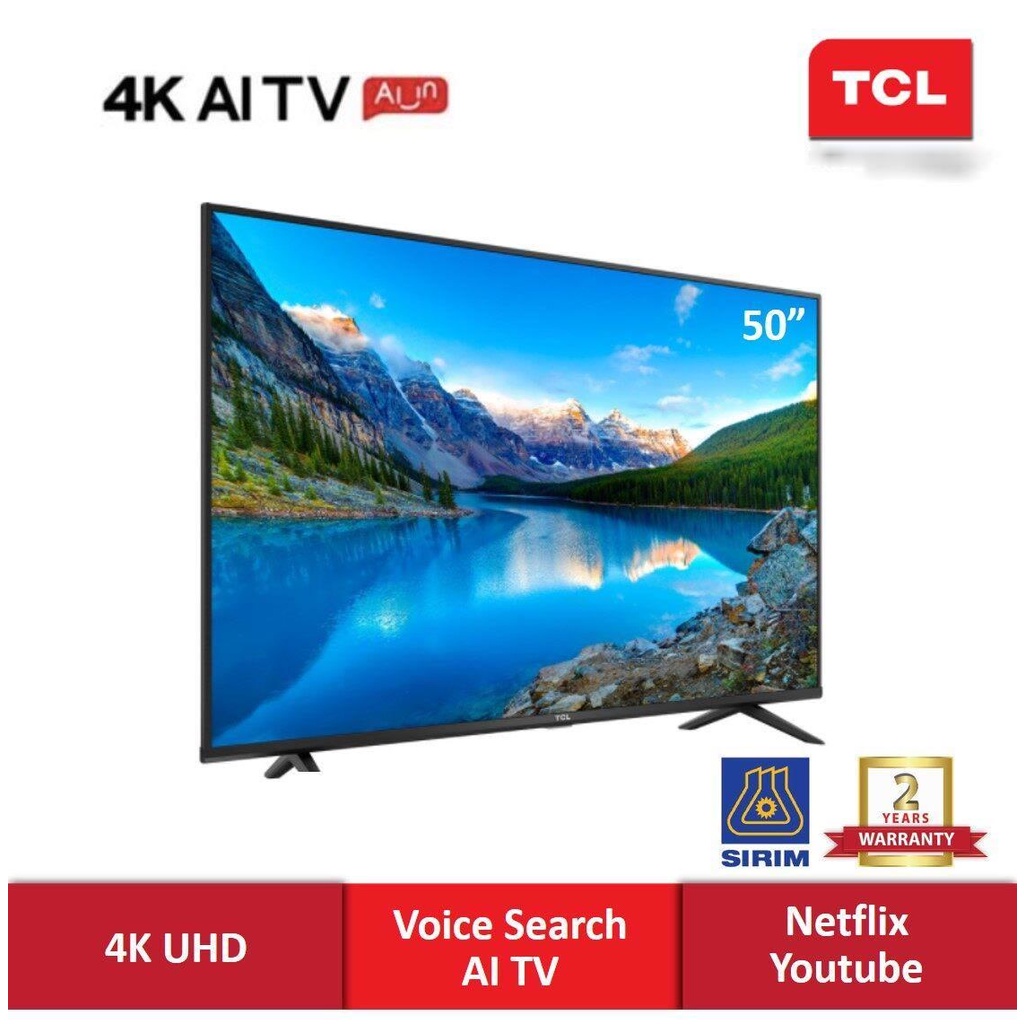 TCL 50 Inch 4K Android TV 50P615 DVBT2 Netflix Youtube Smart TV (SALES) Shopee Malaysia