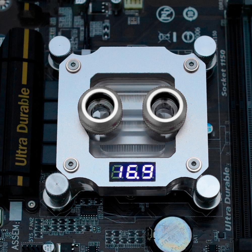 Computer CPU Water Cooling Block Waterblock with Temperature Display