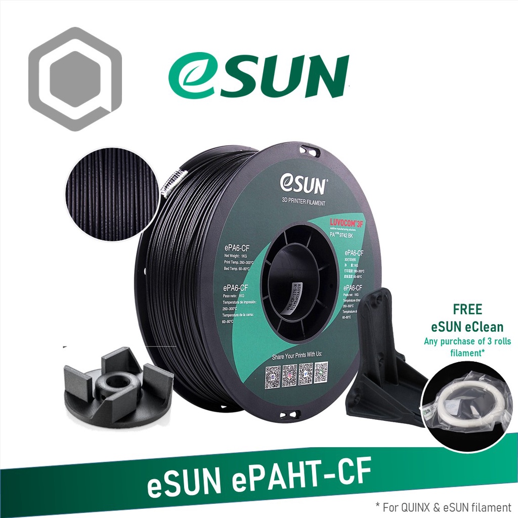 eSUN ePAHTCF / PA6CF Carbon Fiber Filled Nylon 3D Printer Filament 0.75kg 1.75mm Shopee