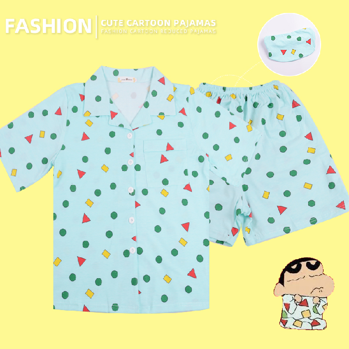 【READY STOCK】Baju Tidur Crayon Shin Chan Women Cotton Pajamas