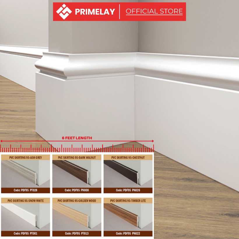 6FT LENGTH 95mm PVC SKIRTING FLOOR SKIRTING VINYL SKIRTING WALL