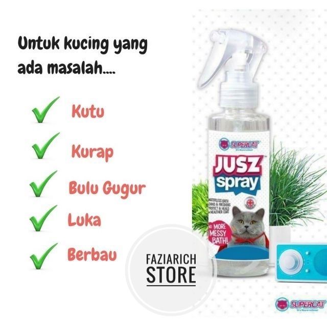 150ML Jusz Spray Ubat Kurap Kucing Anti Fungus Kutu Luka Sporo Just