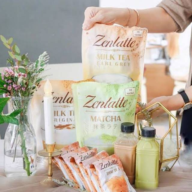 Zenlatte Matcha Sachet 10 Plan Thai Tea, Greentea, Milk Tea Shopee