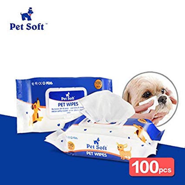100 pcs Dog Grooming Wipes Soft Deodorizing Dog/Cat Wipes , Wet