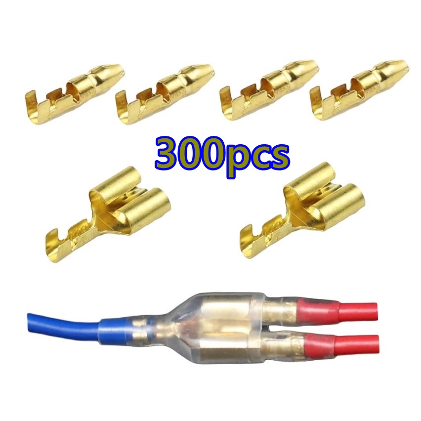 300pcs 4.0mm Male Double Female Bullet Crimp Terminal Cable Double Wire