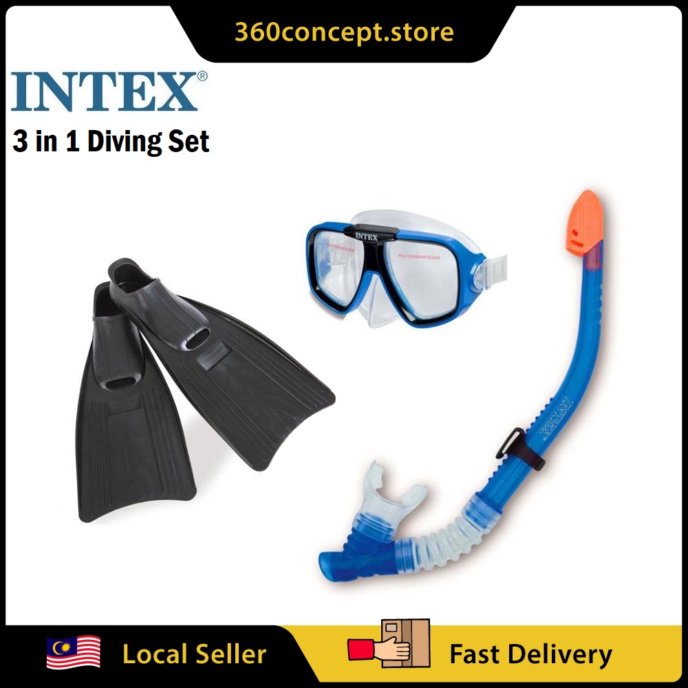 INTEX 55957 Original 3 in 1 Adult Diving Set for Snorkeling Diving
