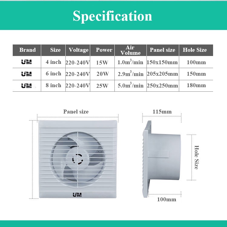 UM 4''6''8 inch bathroom exhaust fan ventilation fan kipas ekzos Shopee Malaysia