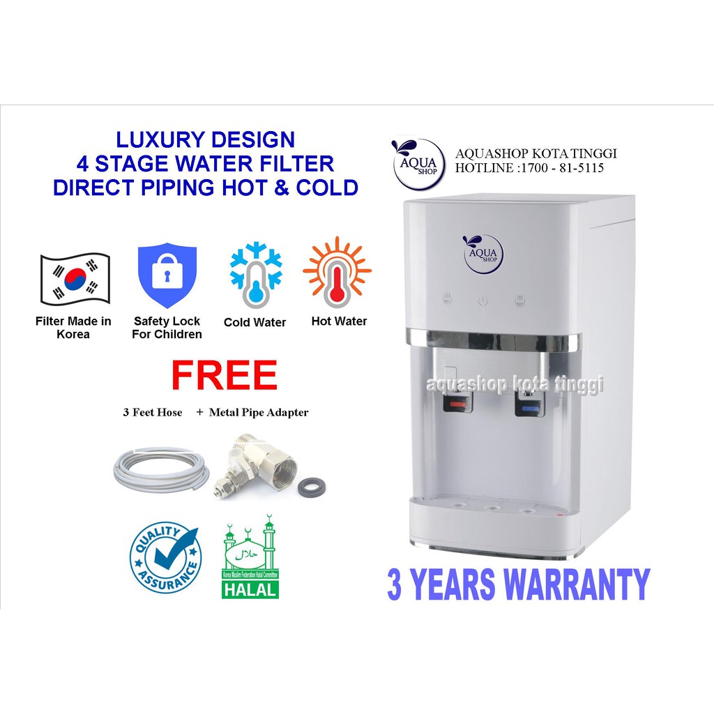 Aqua Shop T5015W Hot & Cold Direct Piping Table Water Dispenser With 4