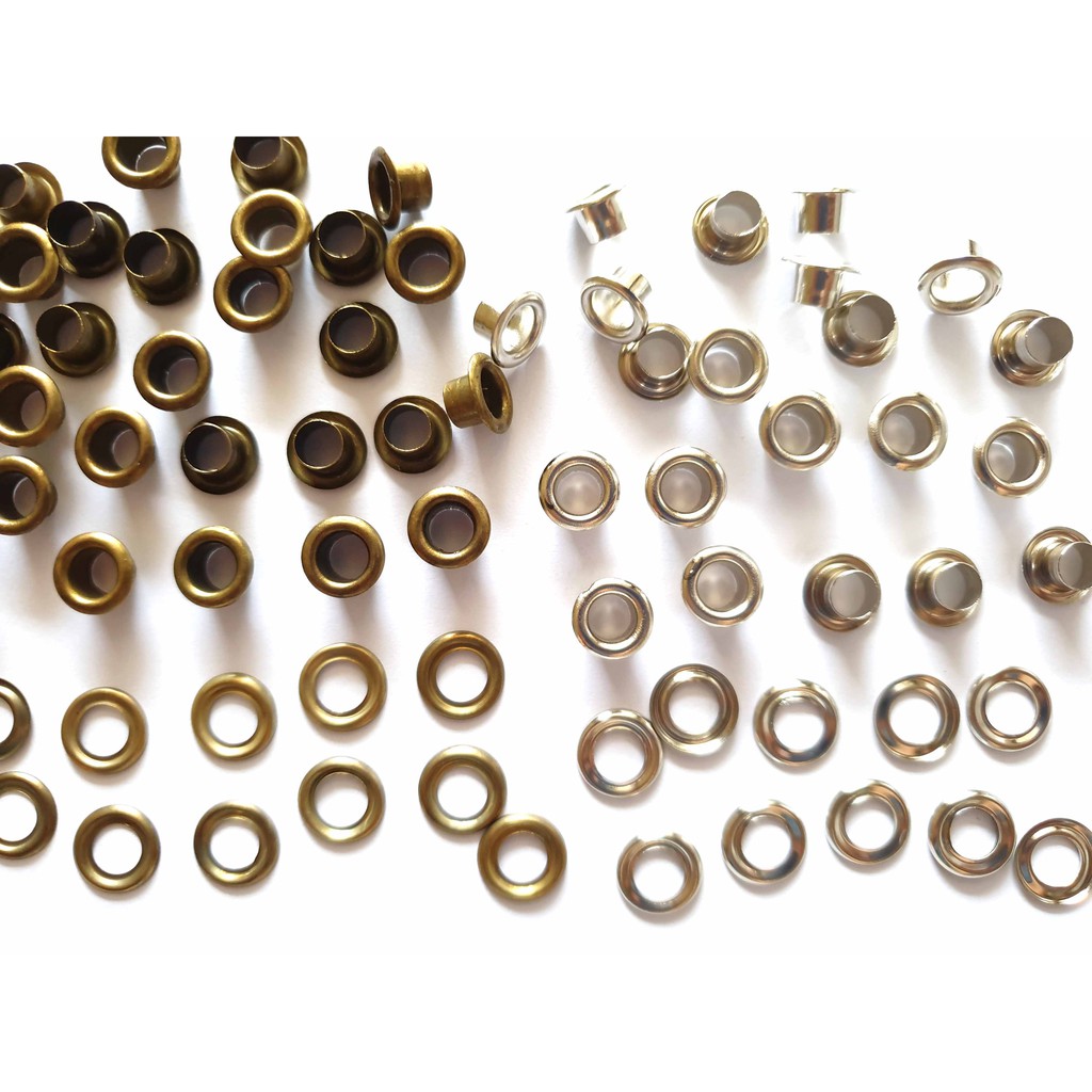 50 set round eyelets grommets size outer 9 mm x hole 5 mm Mix Bronze