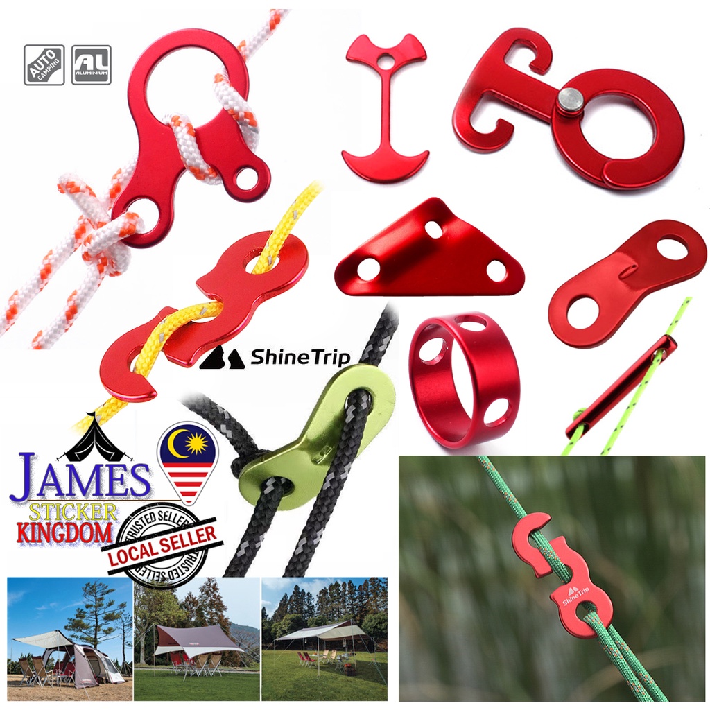 Rope Stopper Tensioner Adjuster Buckles Aluminium Tent Nail Flysheet