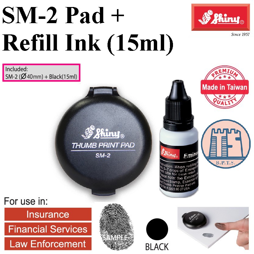 SHINY Thumb Print Pad Full Set (SM 2 Pad + Eminent Refill Black Ink