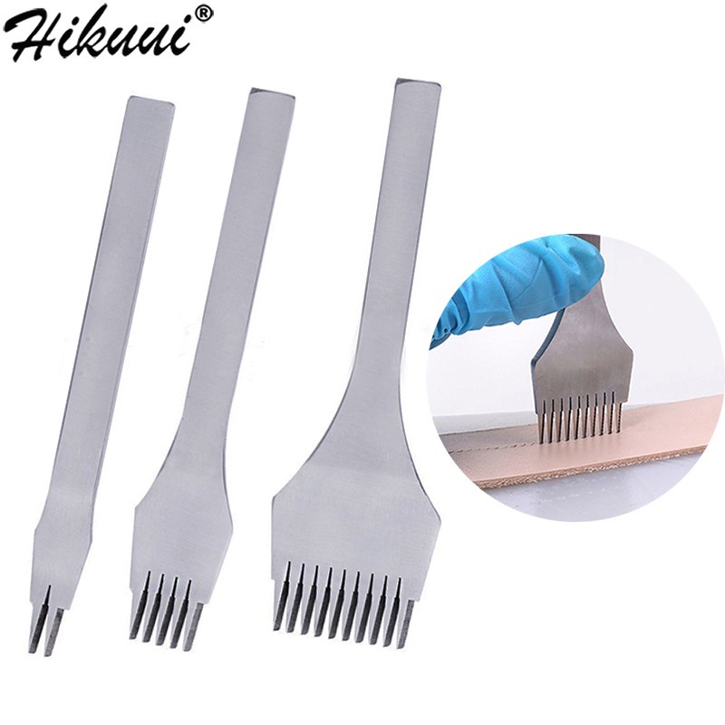 3 Pcs Leather Rhombus Hole Punch French Angled Chisel Tools Kit DIY Lacing Stitching Perforate