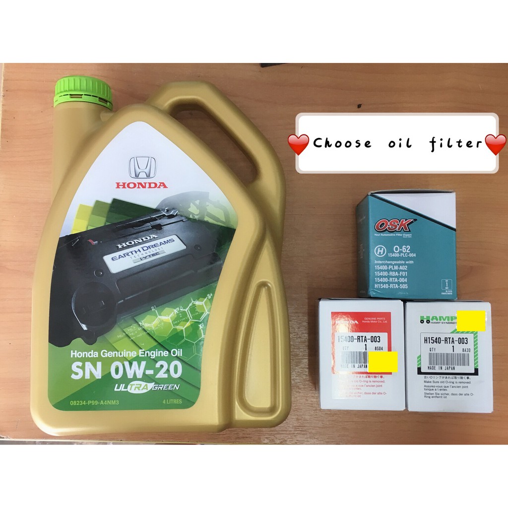 ENGINE OIL HONDA FULLY SYNTHETIC SN 0W20 ULTRA GREEN 4LITRE Shopee