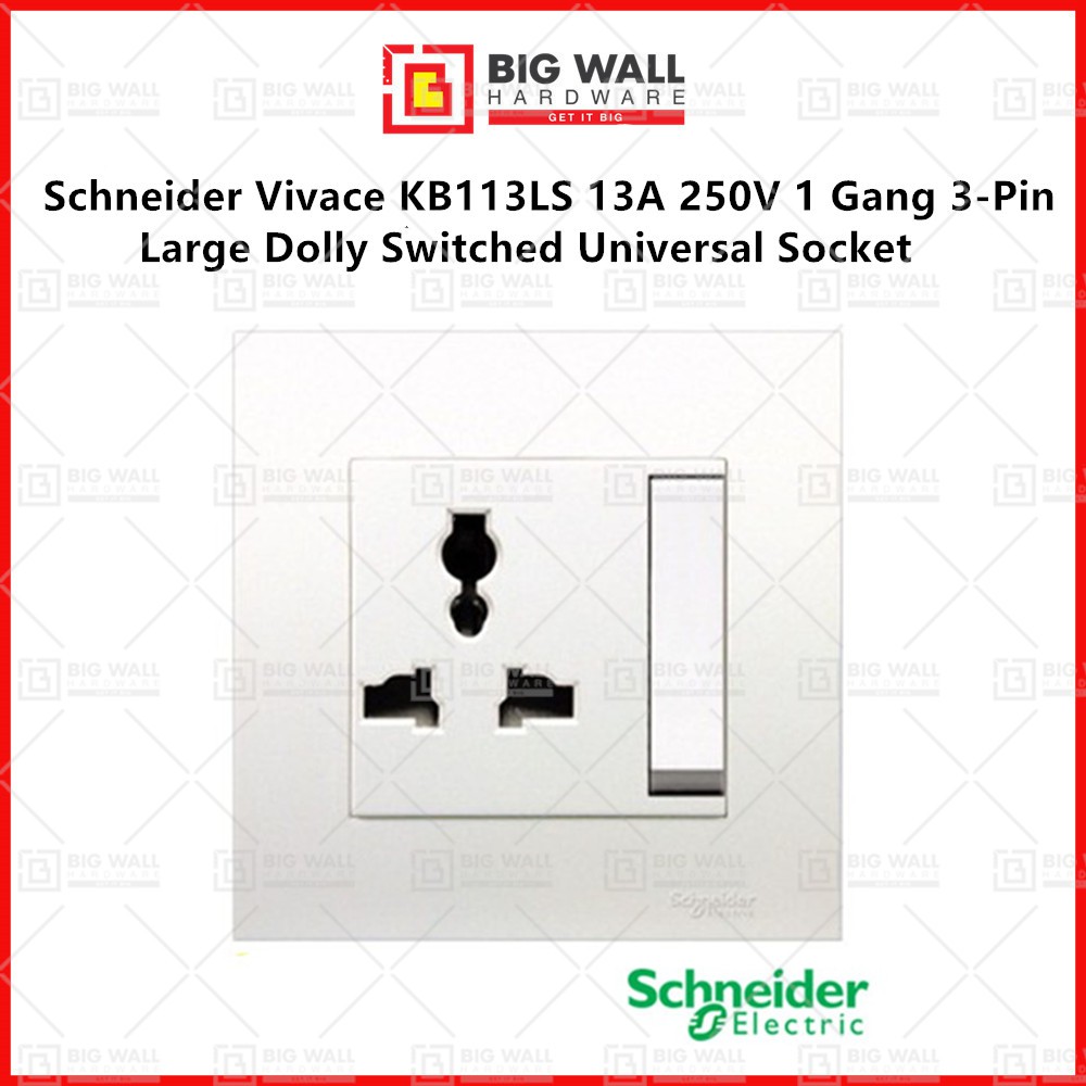 Schneider Vivace KB113LS 13A 250V 1 Gang 3Pin Large Dolly Switched