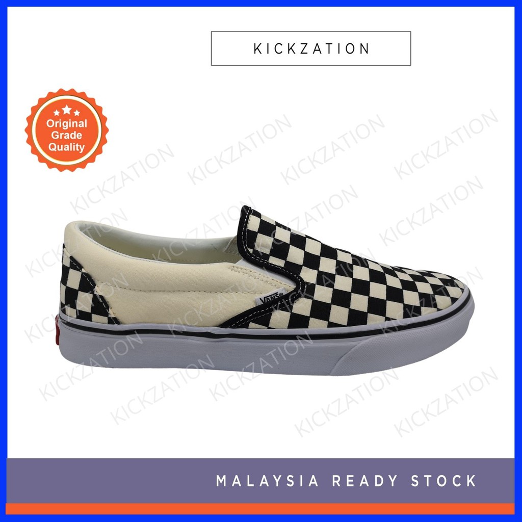 VANS Core Classic Slip On Checkerboard Skate Shoe (BLACK/WHITE