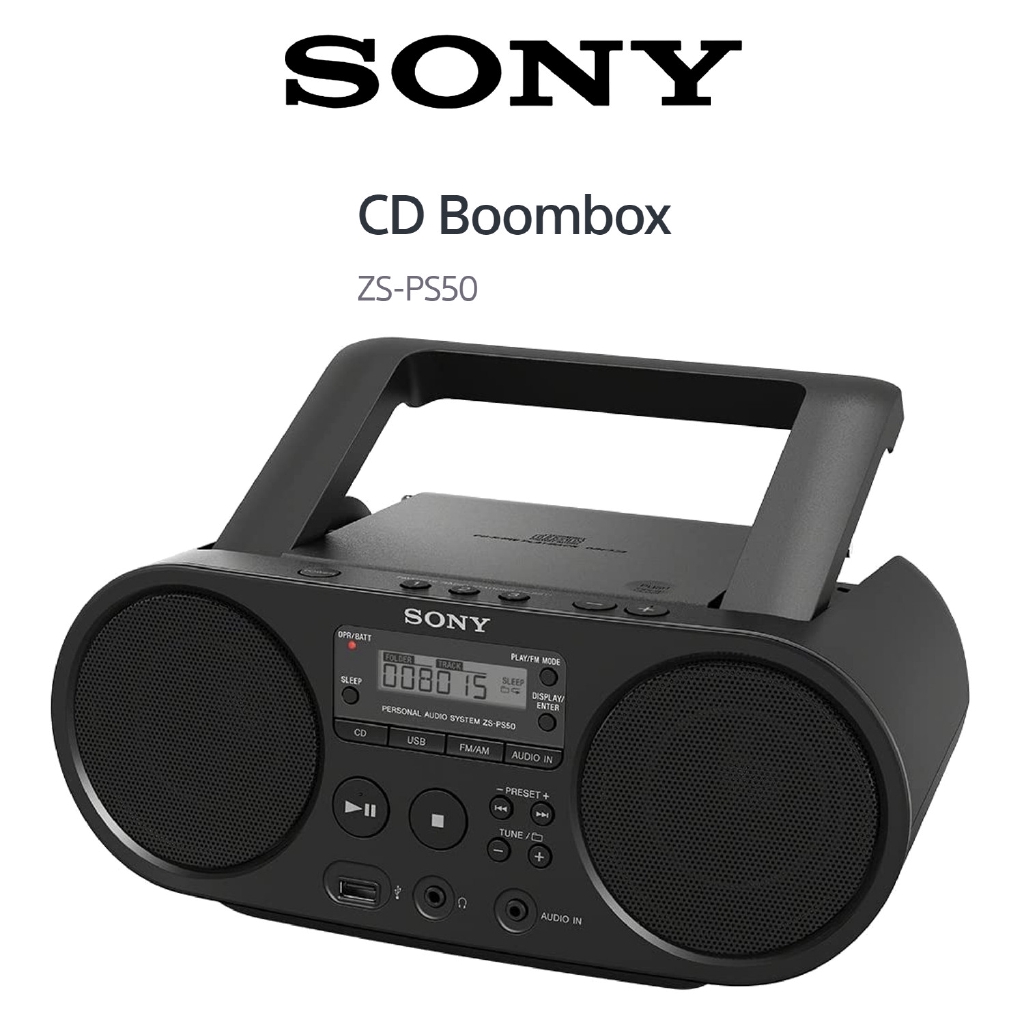 Sony ZSPS50 Portable CD Boombox Player Digital Tuner Am/FM Radio USB