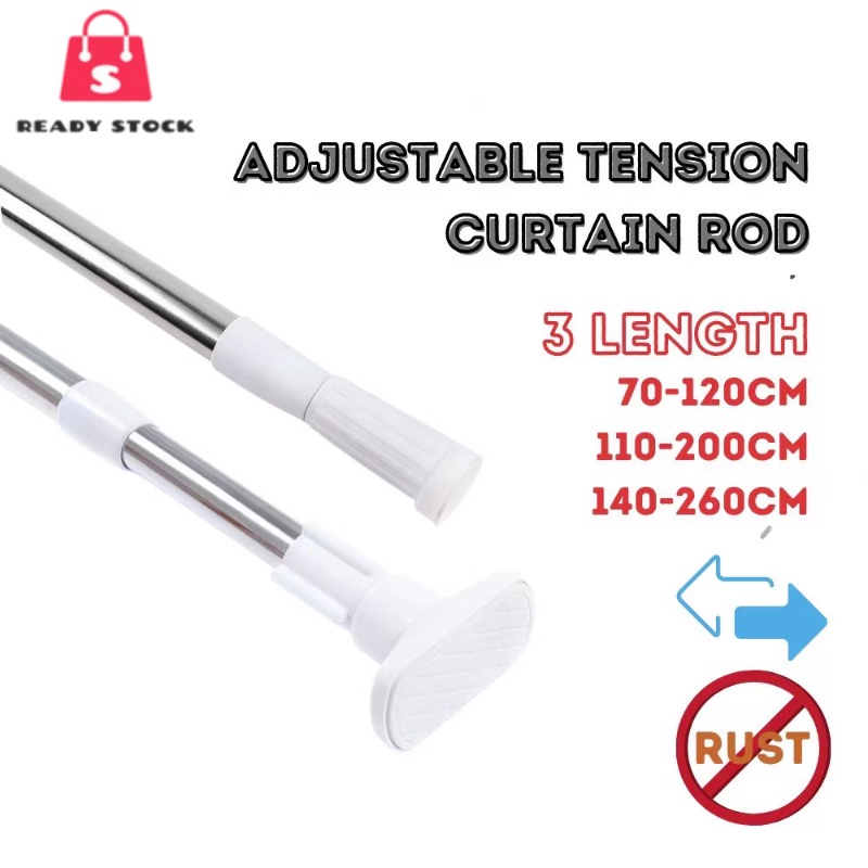 RSS_ Adjustable Window Curtain Rod Rod Langsir Stainless Steel Tension