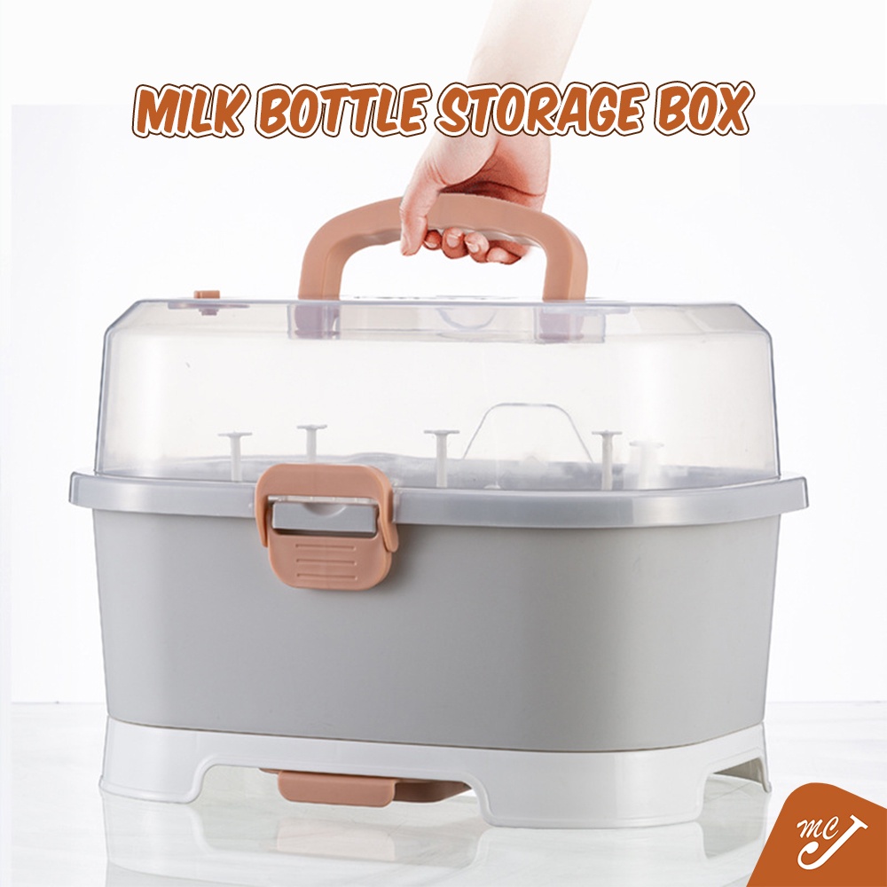 McJoden MILK BOTTLE STORAGE BOX With Lid Dustproof Portable Baby Milk Powder Container Kotak