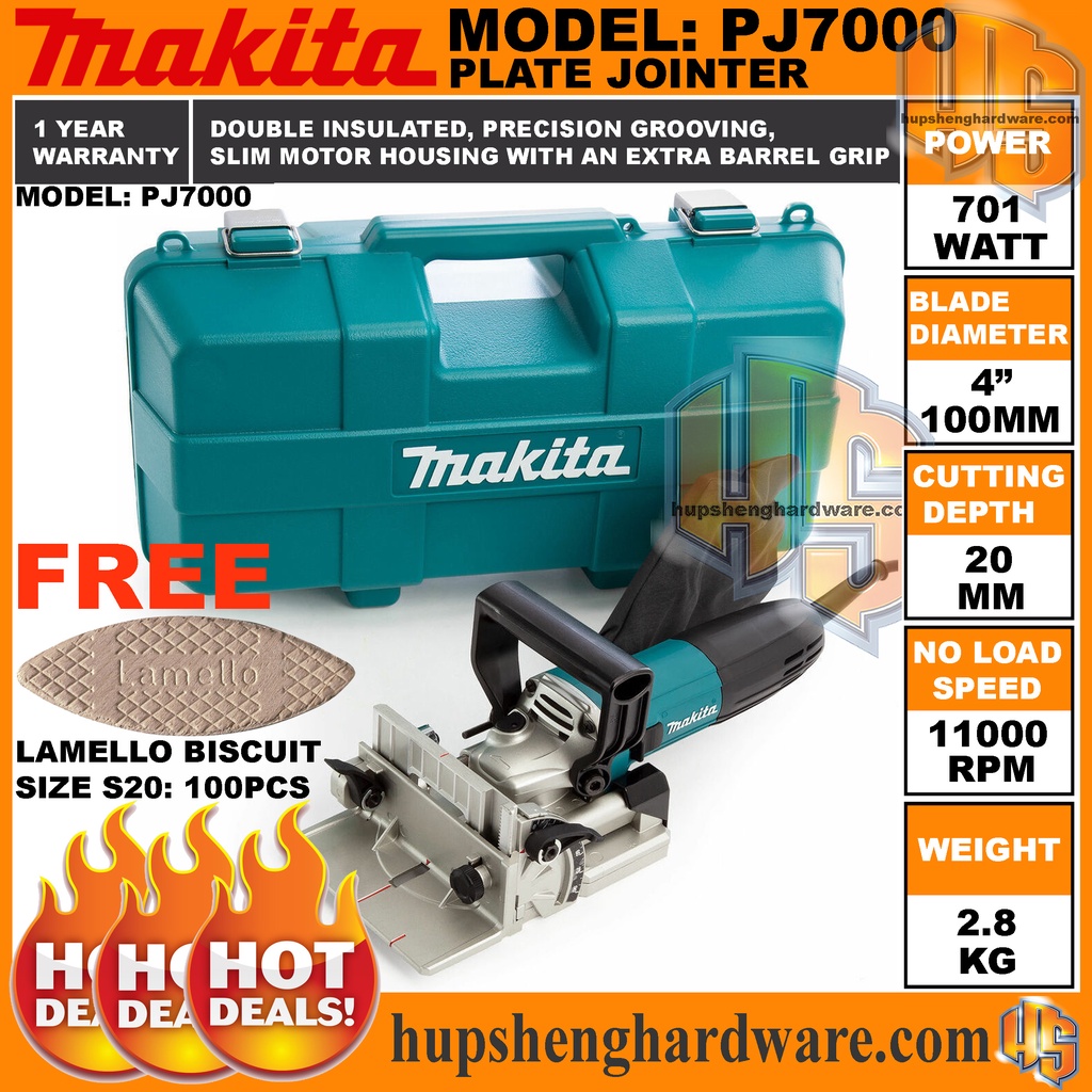Makita PJ7000 Plate Jointer Wooden Biscuit Jointer Power 701W Blade