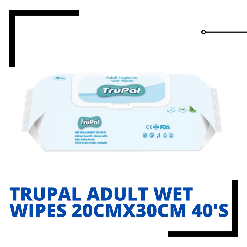 TRUPAL ADULT WET WIPES 20CMX30CM 40'S [EXP07/2023] Shopee Malaysia