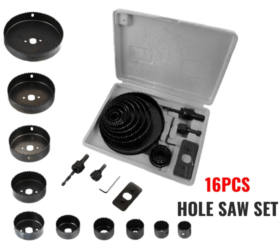 Sharpened Teeth Carbon Steel Wood Hole Saw Kit Set in Plastic Box for