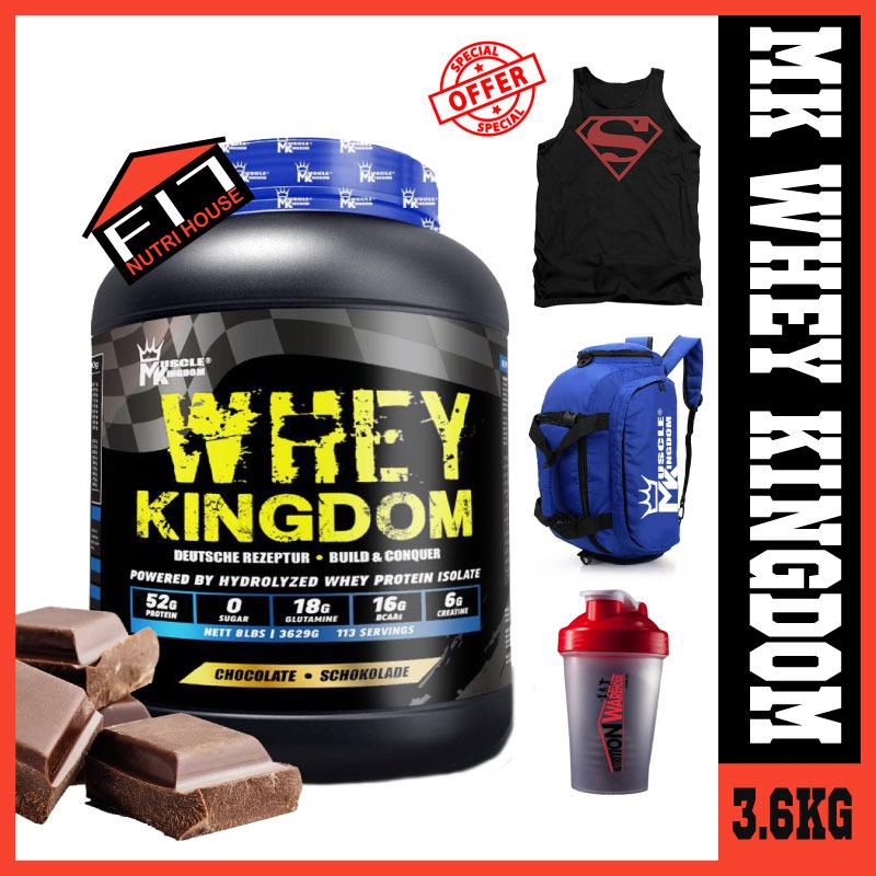 [FREE GYM SHIRT] MK Whey Kingdom Whey Protein Hydro Whey Isolate 8 lbs