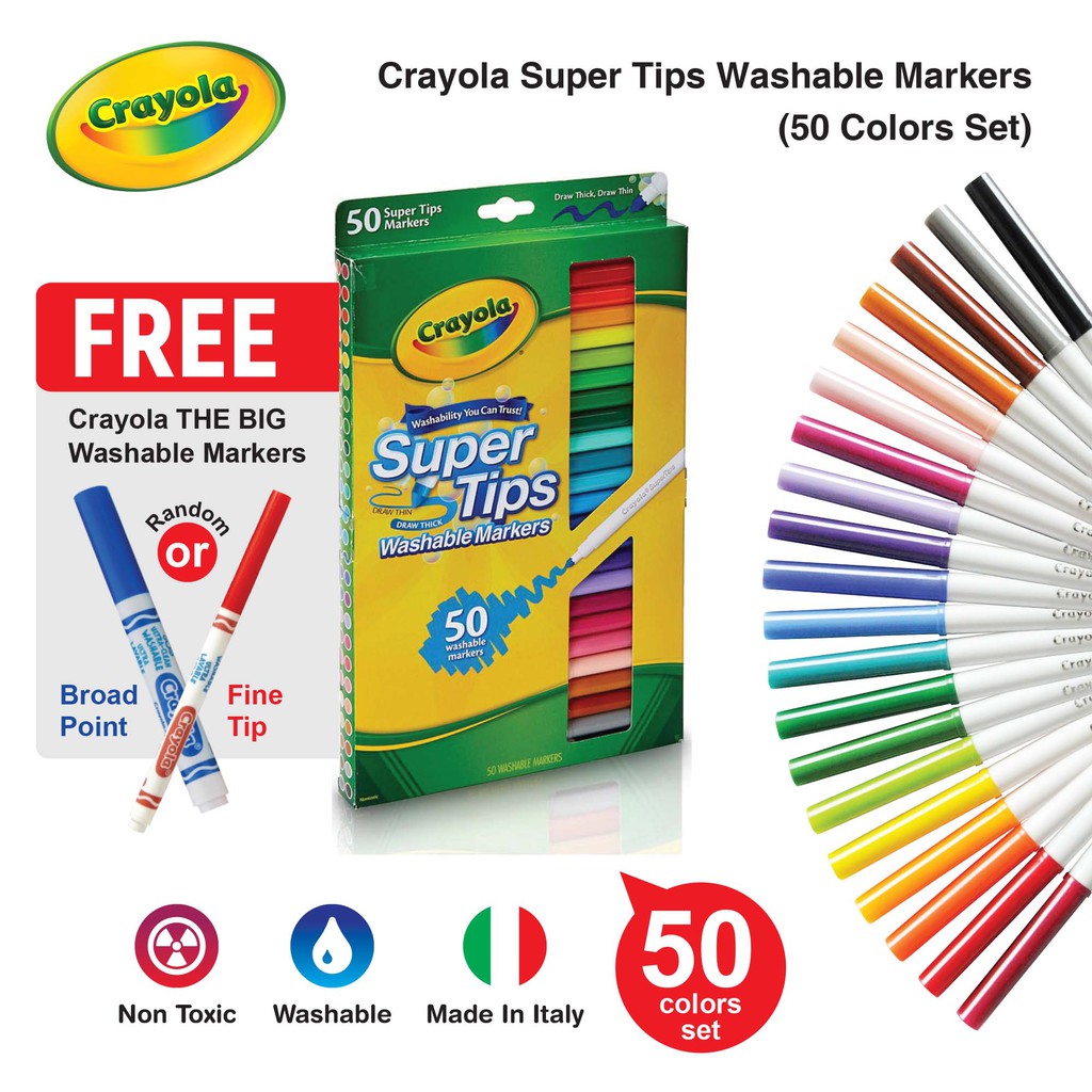 Crayola Super Tips Washable Markers (50 Colors Set) Shopee Malaysia