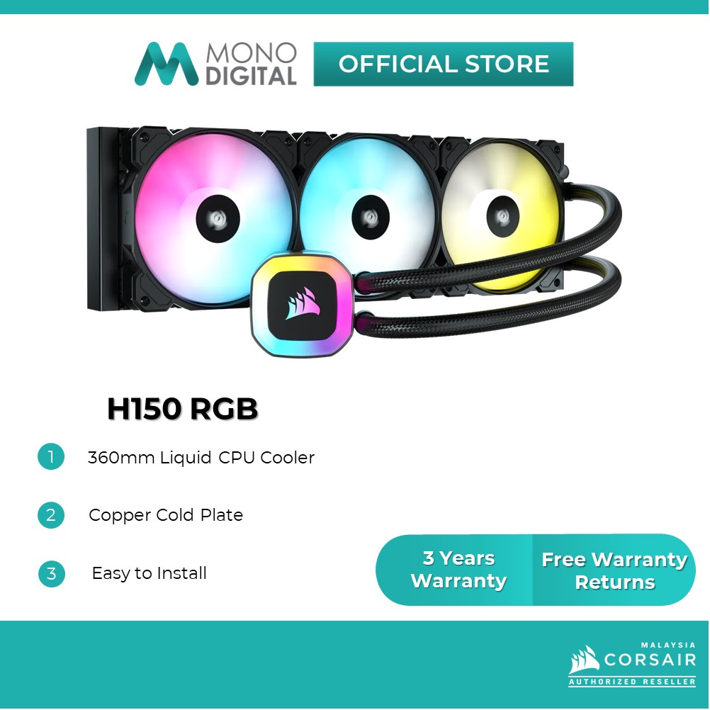 CORSAIR H55 / H100 / H150 RGB, 120mm / 240 mm / 360 mm Radiator Liquid