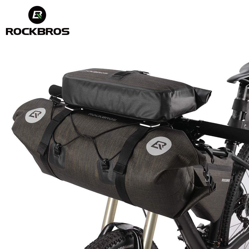 RockBros Bicycle Bike Roll Handlebar Bag Cycling Bag Black Gold