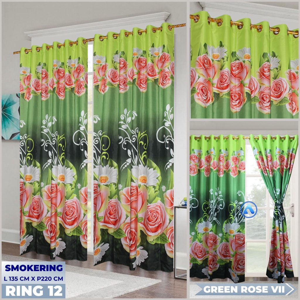 Window And Door Curtains 12 Holes GREEN ROSE VII Shopee Malaysia