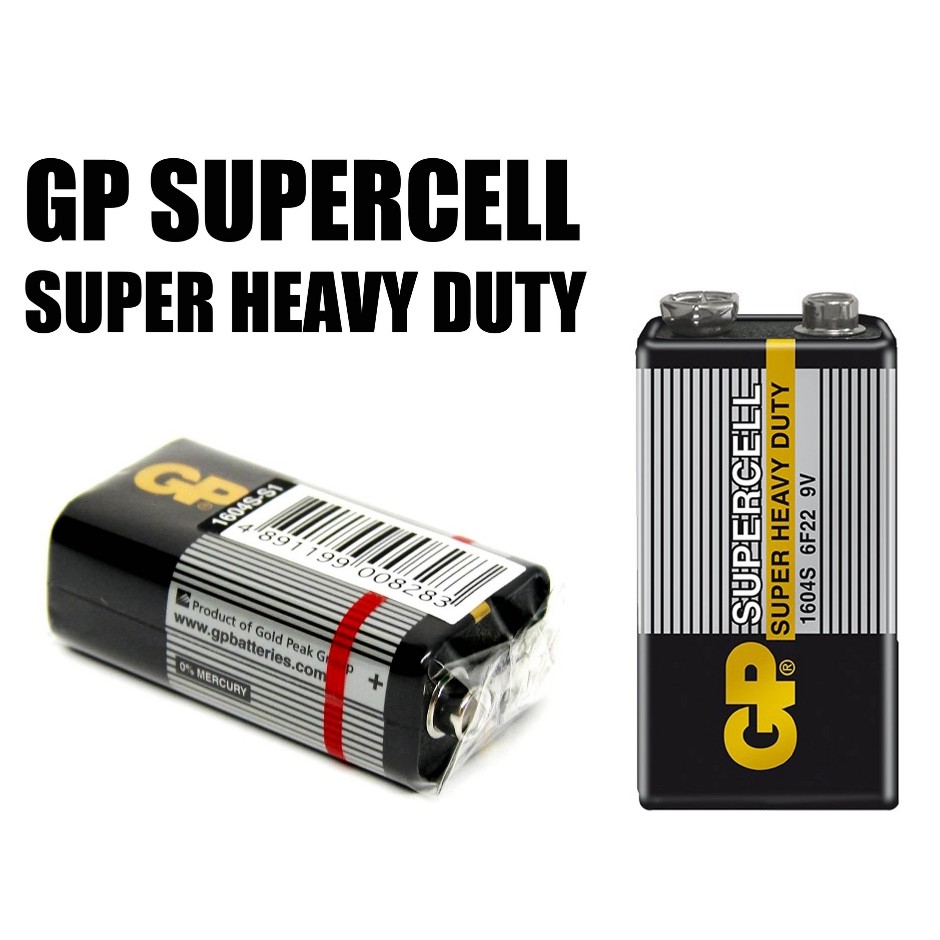 (1Pcs) GP Supercell 9V Heavy Duty Battery / Bateri 9V GP Supercell