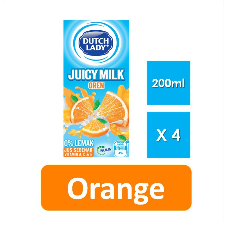 DUTCH LADY JUICE MILK (ORANGE) 200ml x 4 Shopee Malaysia