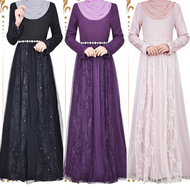 HOT 🔥 (PLUS SIZE / FREE SIZE) DRESS JUBAH DINNER LACE BRIDESMAID TUNANG