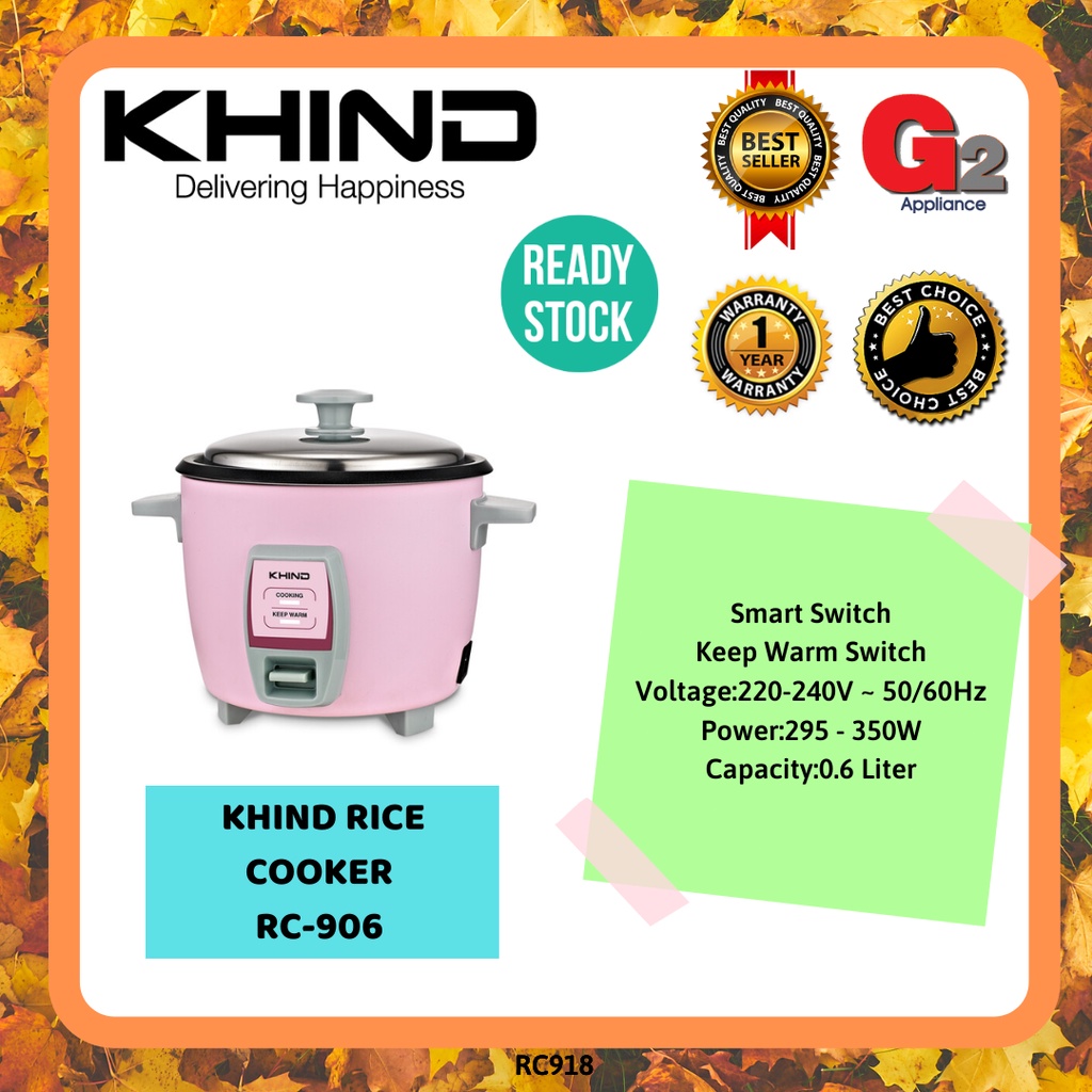 KHIND MINI RICE COOKER 0.6L RC906T (RANDOM COLOUR) Shopee Malaysia