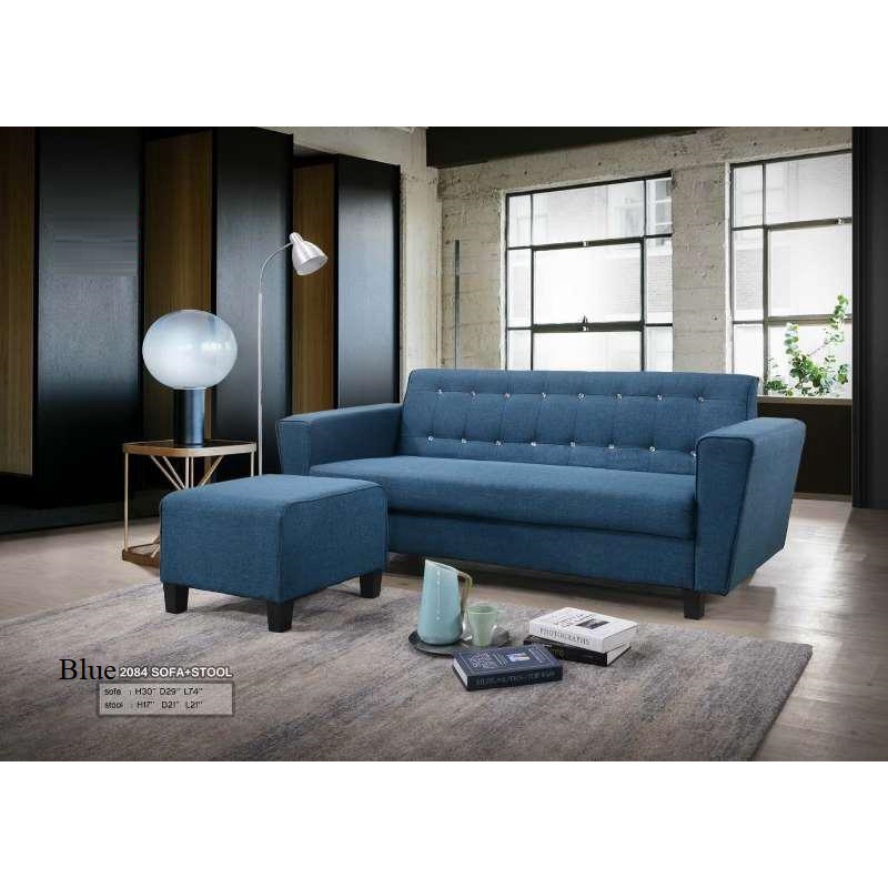 Direct Factory Harga Kilang Free 1 Stool Blue Sofa Kulit 3 Seater